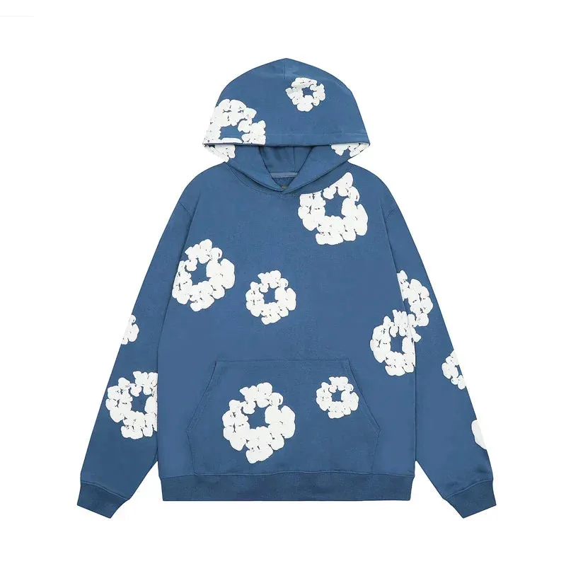 Heidi-Mode | Kapuzen-Sweatshirt aus Denim mit floralem Druck und Kapuze