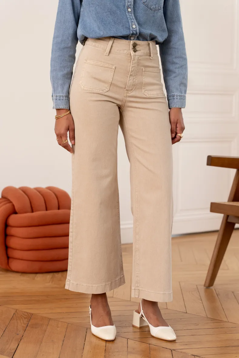 Violette Jeans mit weitem Bein