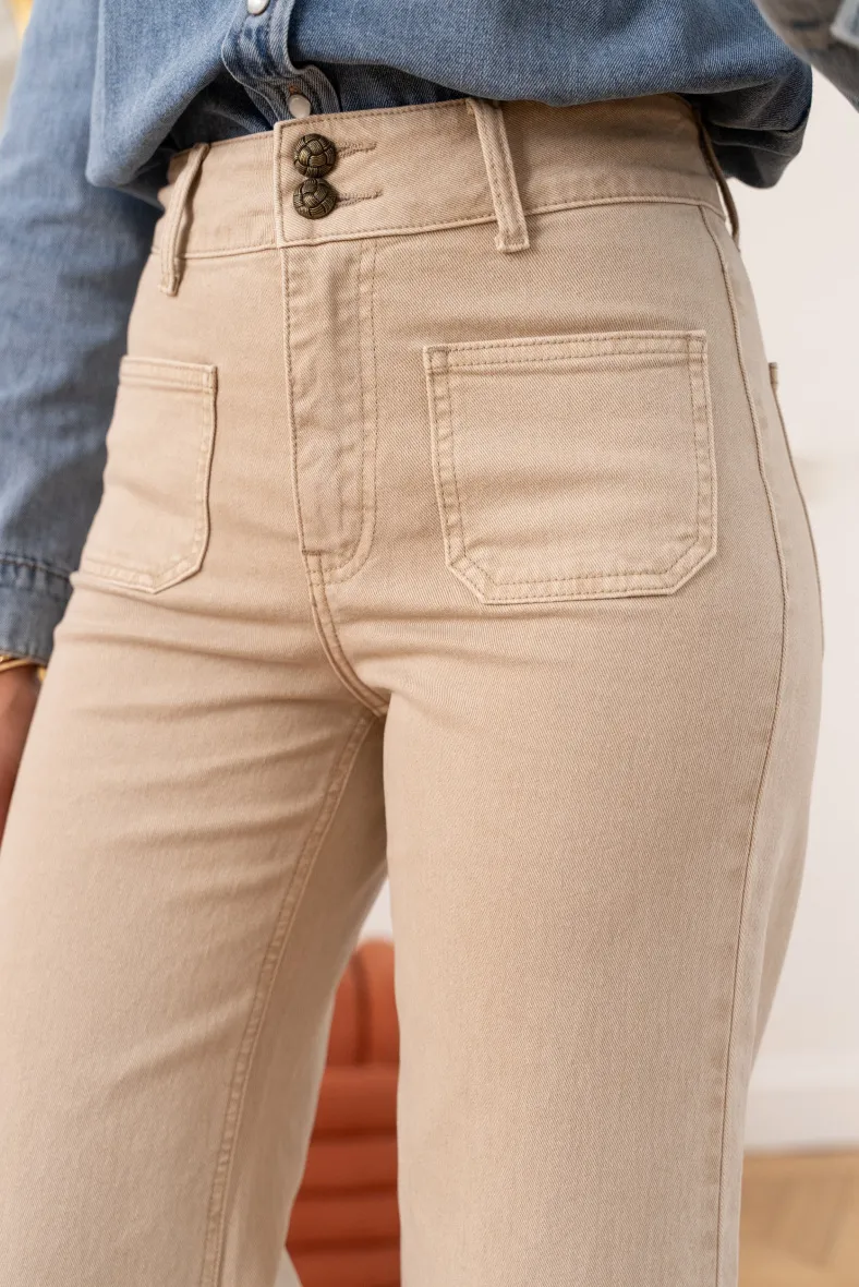 Violette Jeans mit weitem Bein